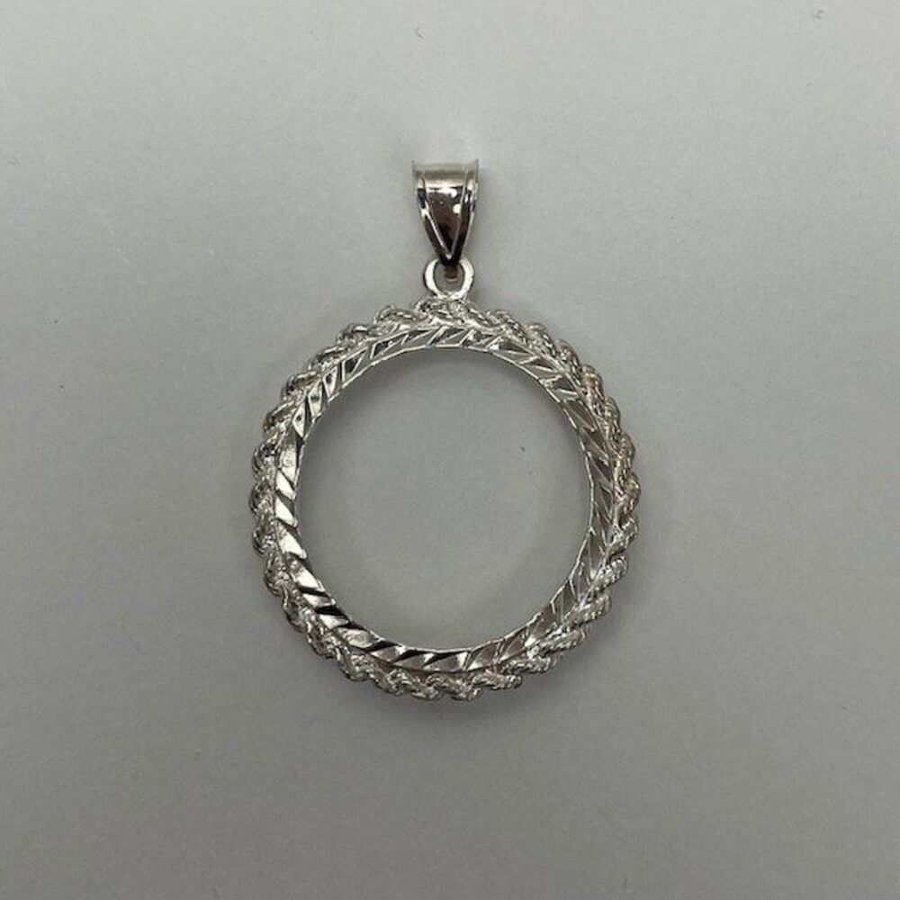 Sterling Silver 925 Coin Holder pendant with diamond cut borders